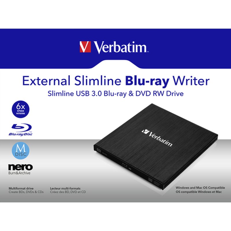 Verbatim External Slimline unidad de disco óptico Blu-Ray RW Negro Verbatim External Slimline unidad de disco óptico Blu-Ray RW Negro - Imagen 6