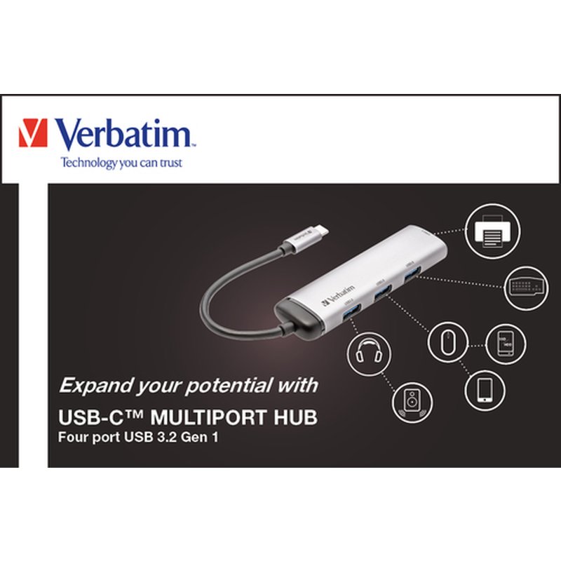 Verbatim Hub Multipuertos USB-C 4 puertos USB 3.2 Gen 1 Verbatim Hub Multipuertos USB-C 4 puertos USB 3.2 Gen 1 - Imagen 6