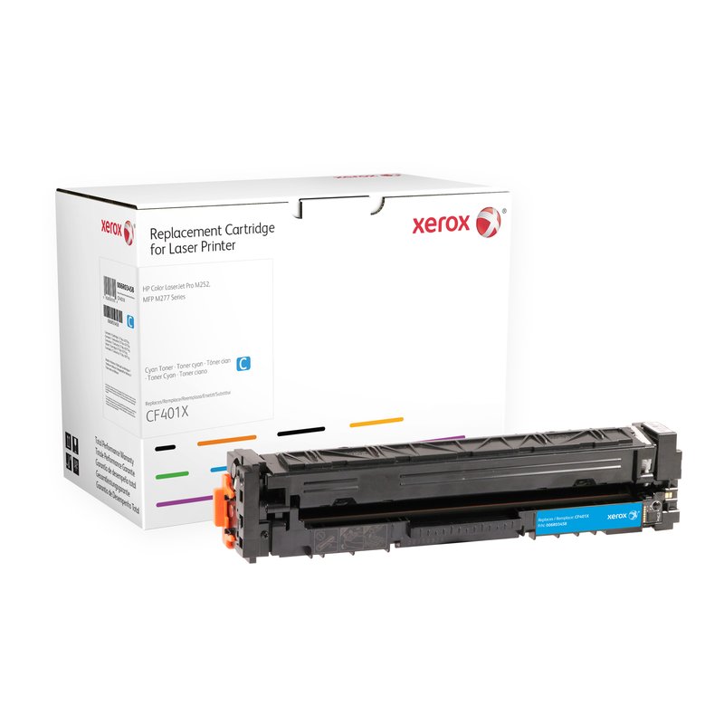Xerox Cartucho de tóner cian. Equivalente a HP CF401X. Compatible con HP Colour LaserJet Pro M252, Colour LaserJet Pro M274, Colour LaserJet Pro M277 Xerox Cartucho de tóner cian. Equivalente a HP CF401X. Compatible con HP Colour LaserJet Pro M252, Colour LaserJet Pro M274, Colour LaserJet Pro M277
