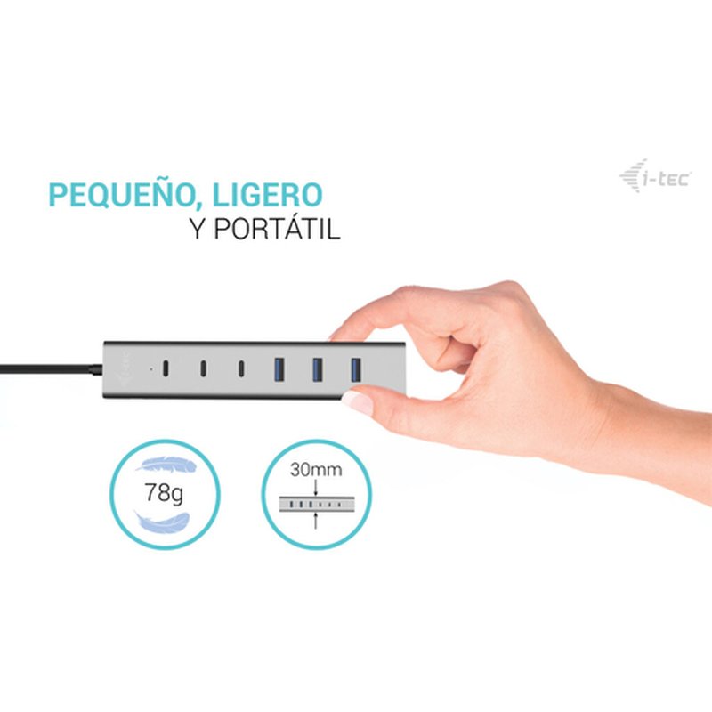 i-tec USB-C/USB-A Charging Metal HUB 7 port (3x USB-C, 4x USB-A) i-tec USB-C/USB-A Charging Metal HUB 7 port (3x USB-C, 4x USB-A) - Imagen 10