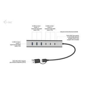 i-tec USB-C/USB-A Charging Metal HUB 7 port (3x USB-C, 4x USB-A) i-tec USB-C/USB-A Charging Metal HUB 7 port (3x USB-C, 4x USB-A)