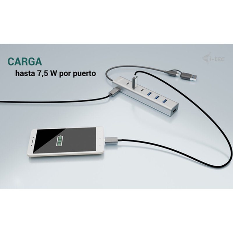 i-tec USB-C/USB-A Charging Metal HUB 7 port (3x USB-C, 4x USB-A) i-tec USB-C/USB-A Charging Metal HUB 7 port (3x USB-C, 4x USB-A) - Imagen 8