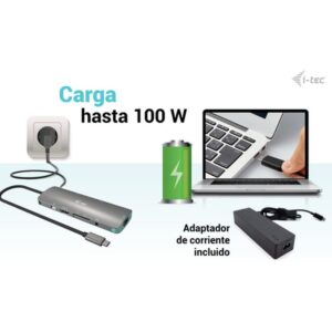 i-tec USB-C Metal Nano Docking Station 4K HDMI LAN with Power Delivery 100W + Universal Charger 100W