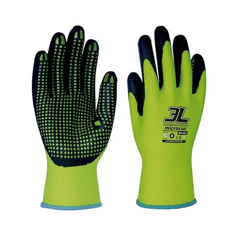 3L Guantes Microcut - Talla 7 - Color verde
