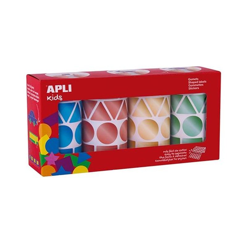 APLI PAQ.4 ROLLOS GOMETS GEOMETRICOS DIAM 20MM COLORES METALIZADOS