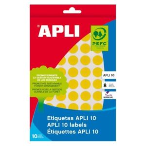 APLI Paq.1008 etiquetas escritura manual redondas 10mm amarillo