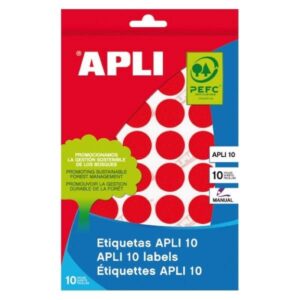 APLI Paq.1008 etiquetas escritura manual redondas 10mm rojo