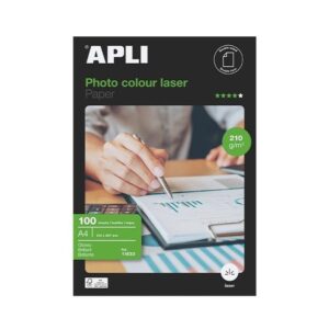 PAQUETE 100 HOJAS PAPEL FOTO GLOSS 210G. A4 APLI 11833