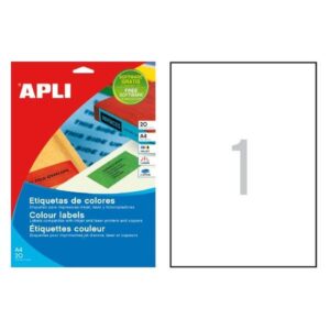APLI Paq.20 etiquetas A4 verde