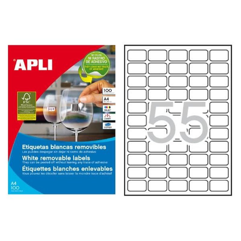 APLI Paq.5500 etiquetas removibles 36,8x23,8mm