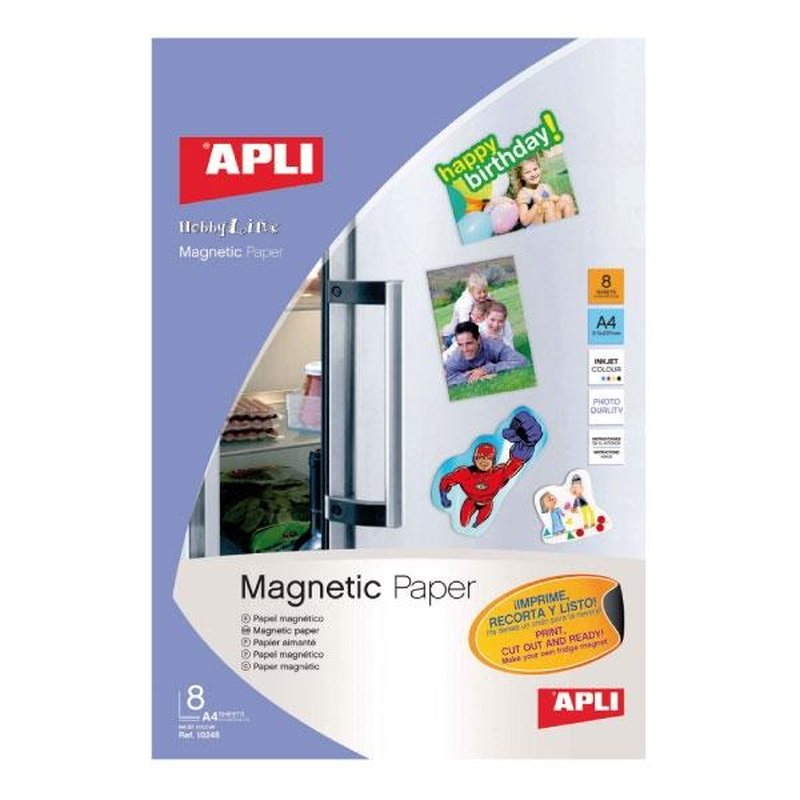 APLI Paq.8h papel magnetico Apli Ink-jet A4 APLI Paq.8h papel magnetico Apli Ink-jet A4