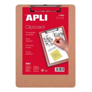 APLI Portablocs con clip base madera A4