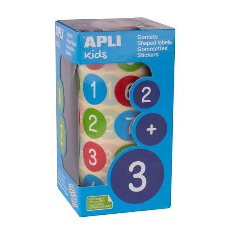 APLI R.900 GOMETS REMOVIBLES CIRCULARES NUMEROS DIAM 20MM MULTICOLOR