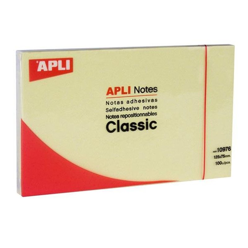 Apli Notas adhesivas - 100 hojas - 75 x 125 mm - Color amarillo