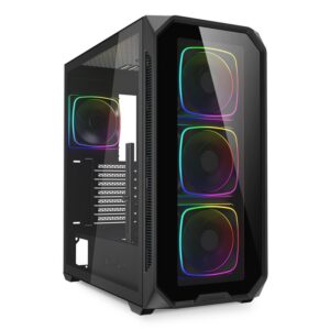 CAJA GAMING ATX SHARKOON AK5G RGB 4XVENT 120MM 3XUSB SN FUENTE NEGRO