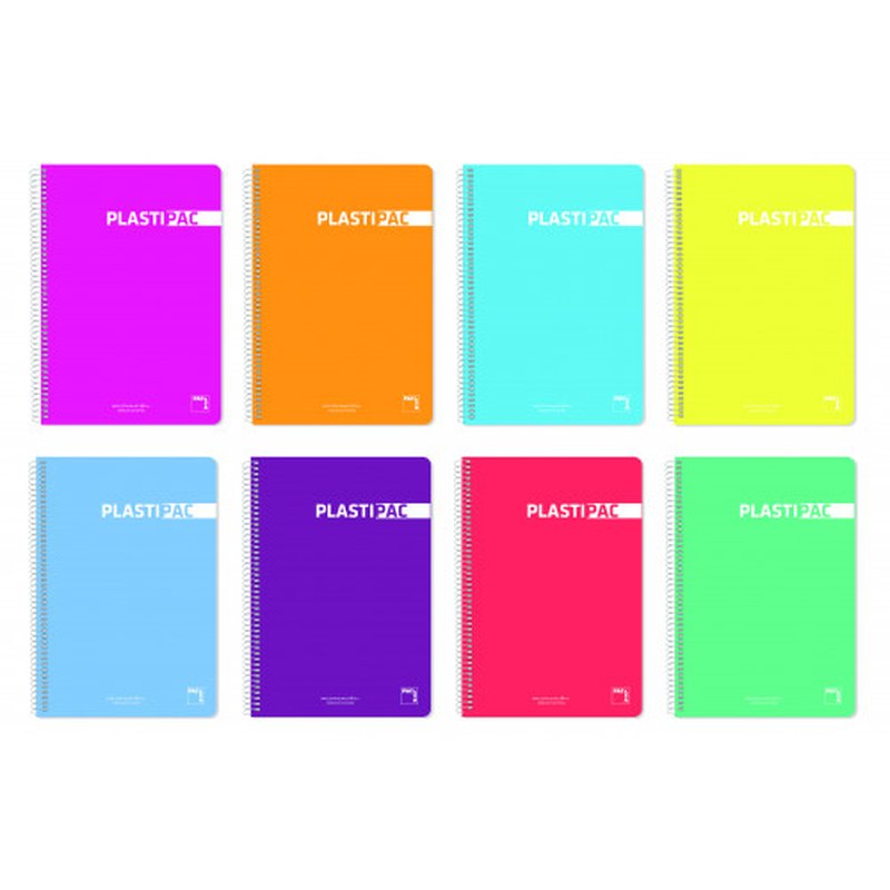 PACSA Cuaderno Plastipac tapa polipropileno 80h 90g pauta 2,5 cuarto colores surtidos