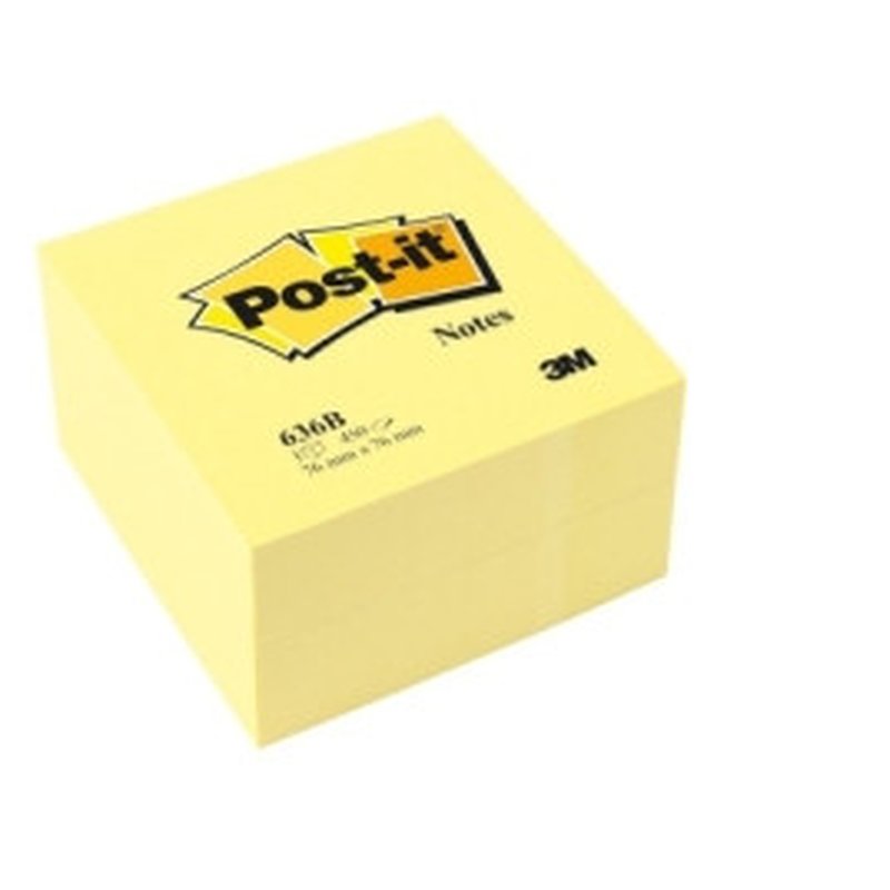 CUBO 450 HOJAS NOTAS ADHESIVAS 76X76MM CANARY YELLOW 636-B POST-IT 7100172238