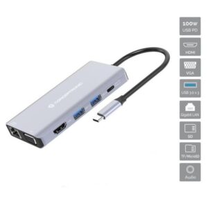 Conceptronic DONN20G base para portátil y replicador de puertos Alámbrico USB 3.2 Gen 1 (3.1 Gen 1) Type-C Gris