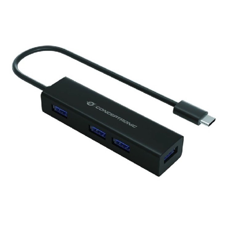 Conceptronic HUBBIES07B hub de interfaz USB 3.2 Gen 1 (3.1 Gen 1) Type-C 5000 Mbit/s Negro