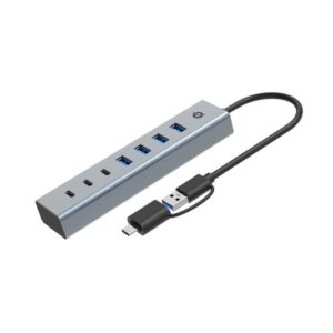 Conceptronic HUBBIES20GP hub de interfaz USB 3.2 Gen 1 (3.1 Gen 1) Type-C 5000 Mbit/s Gris
