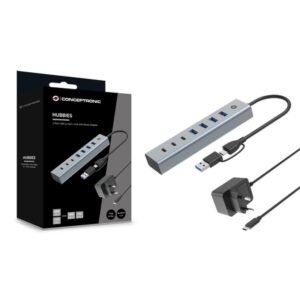 Conceptronic HUBBIES20GP hub de interfaz USB 3.2 Gen 1 (3.1 Gen 1) Type-C 5000 Mbit/s Gris