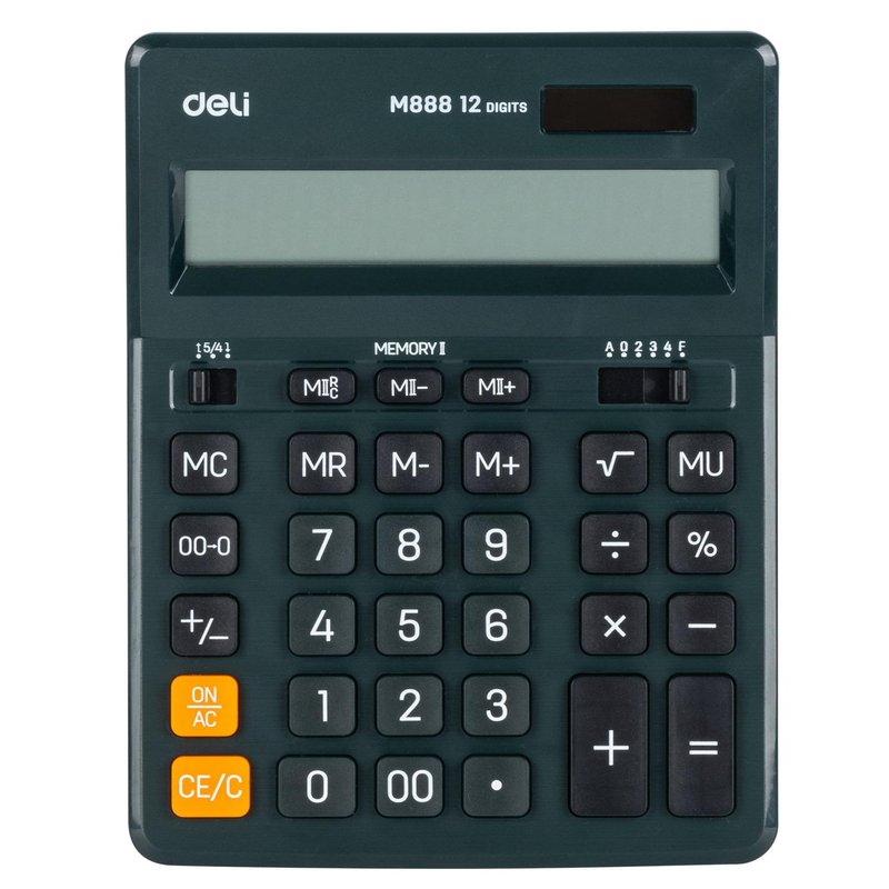 DELI Calculadora de sobremesa EM888F 12 digitos verde oscuro