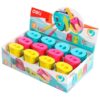 DELI Pack de 12 Afilalapiz con deposito U-Touch 2 agujeros colores surtidos
