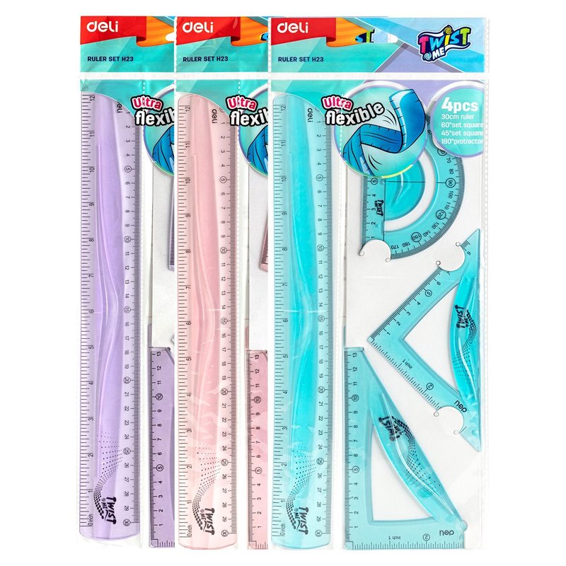 DELI SET DE REGLAS REGLA 30cm ESCUADRA, CARTABÓN Y TRANSPORTADOR