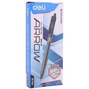 DELI boligrafo retractil Arrow punta fina 0,7mm negro