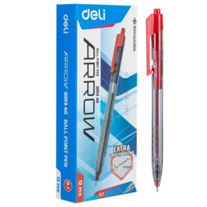 DELI boligrafo retractil Arrow punta fina 0,7mm rojo