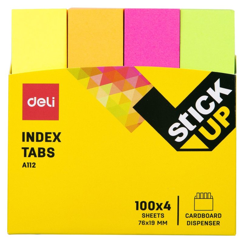 DELI indices adhesivos 4x100h 76x19mm colores surtidos neon