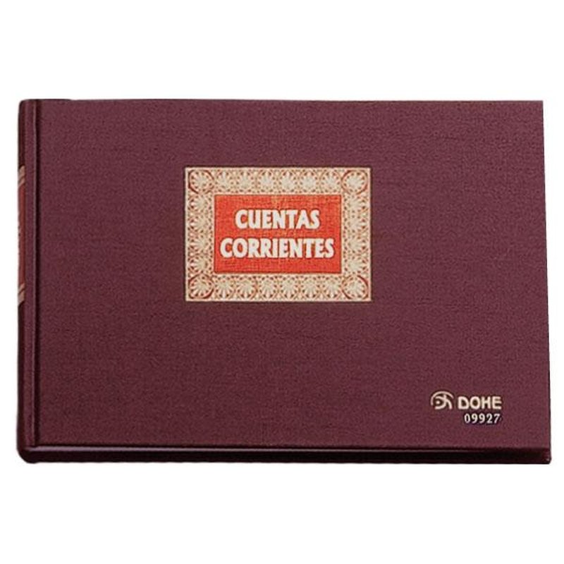 DOHE Libro cuentas corrientes forrado tela 100h numeradas cuarto apaisado
