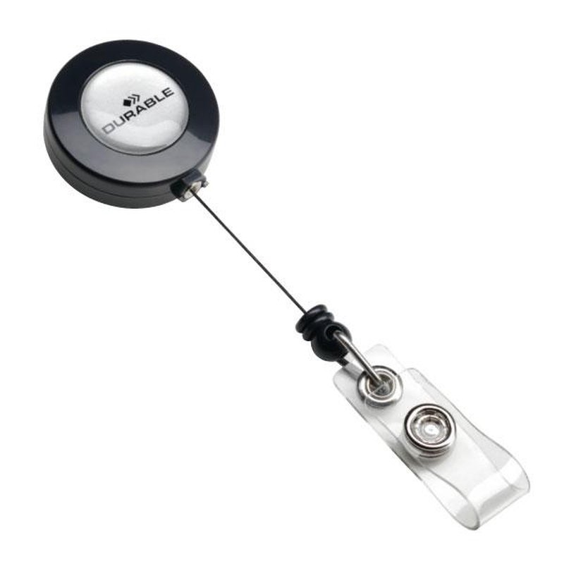 DURABLE Paq.10 cordones extensibles con boton y pinza 80cm antracita