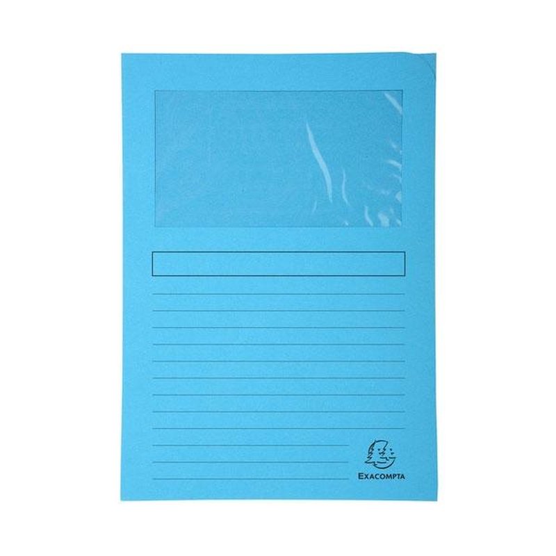 EXACOMPTA Paq.25 subcarpetas con ventana 120g 22x31cm azul claro EXACOMPTA Paq.25 subcarpetas con ventana 120g 22x31cm azul claro