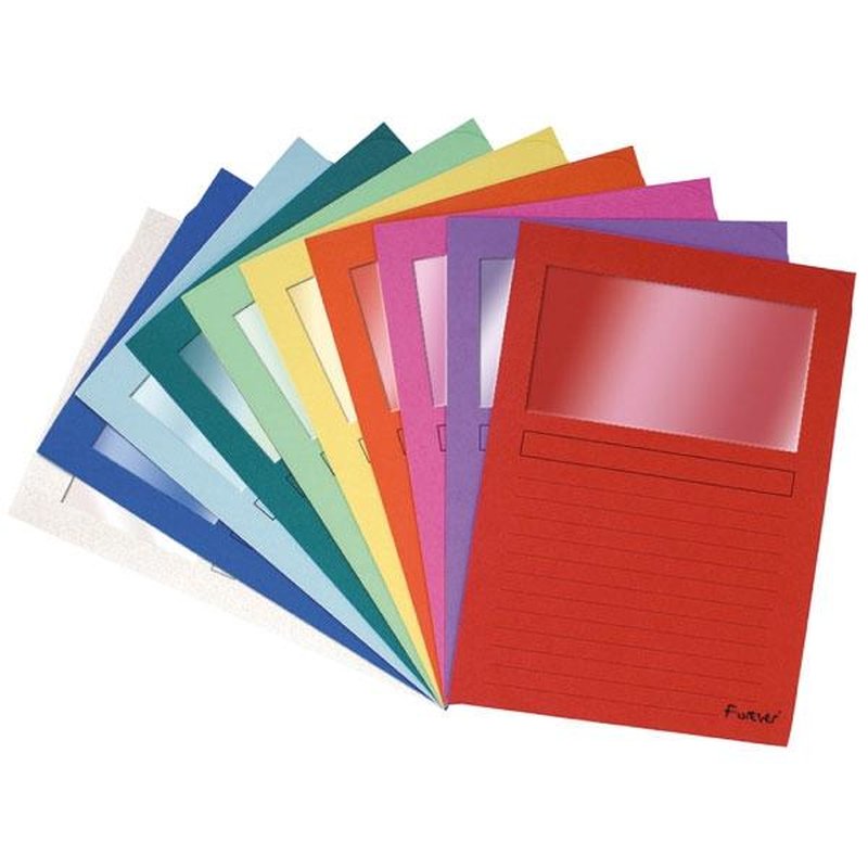 EXACOMPTA Paq.25 subcarpetas con ventana 120g 22x31cm colores surtidos