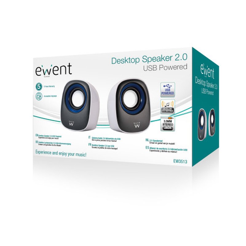 Ewent EW3513 altavoz De 1 vía Negro, Azul, Blanco Alámbrico 5 W - Imagen 4