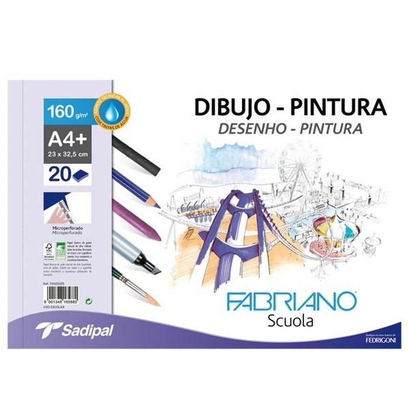 FABRIANO BLOC MICROPERFORADO DIBUJO Y PINTURA 20H 160G A3+ FABRIANO BLOC MICROPERFORADO DIBUJO Y PINTURA 20H 160G A3+