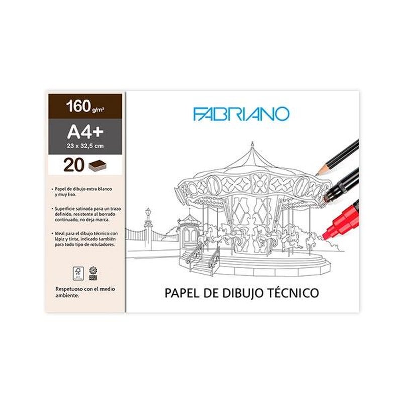 FABRIANO PAQ.10 LAMINAS DIBUJO LINEAL 160G A4 FABRIANO PAQ.10 LAMINAS DIBUJO LINEAL 160G A4