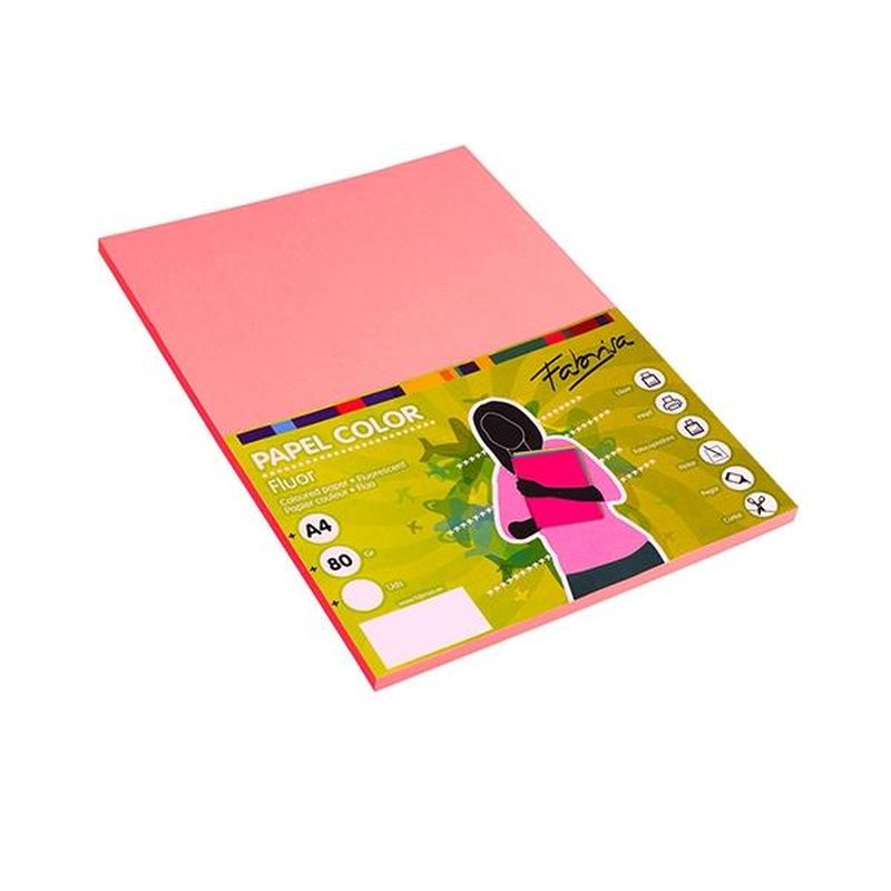 FABRISA Paq.100h papel color 75g A4 rosa fluorescente FABRISA Paq.100h papel color 75g A4 rosa fluorescente