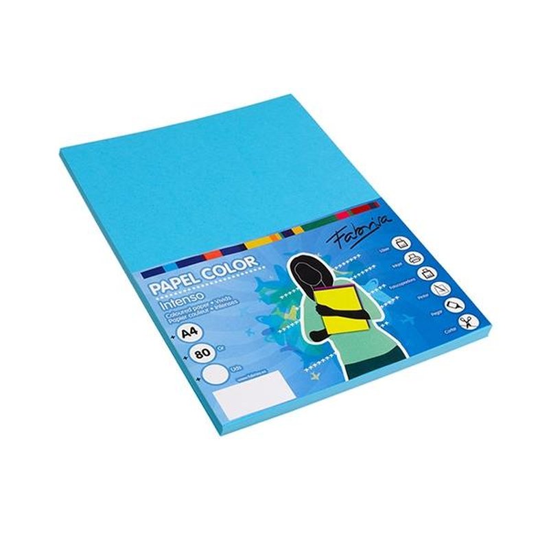 FABRISA Paq.100h papel color 80g A4 azul turquesa FABRISA Paq.100h papel color 80g A4 azul turquesa