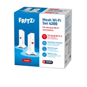 FRITZ!Repeater FRITZ!Mesh Set 4200 2-pack Edition International Repetidor de red 4200 Mbit/s Rojo, Blanco