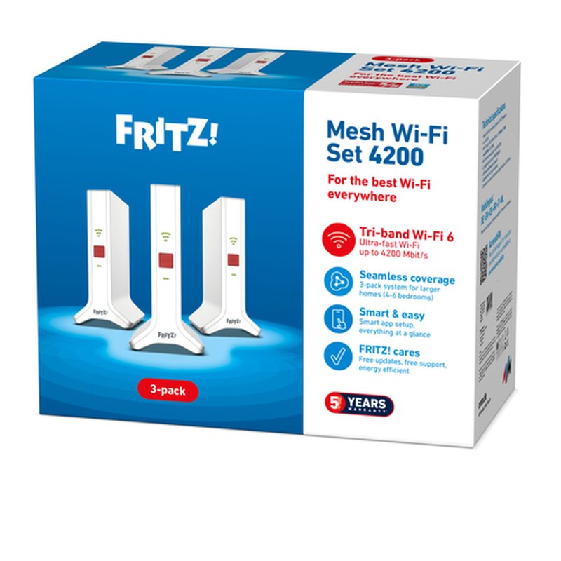 FRITZ!Repeater FRITZ!Mesh Set 4200 3-pack Edition Inter Repetidor de red 4200 Mbit/s Rojo, Blanco - Imagen 5