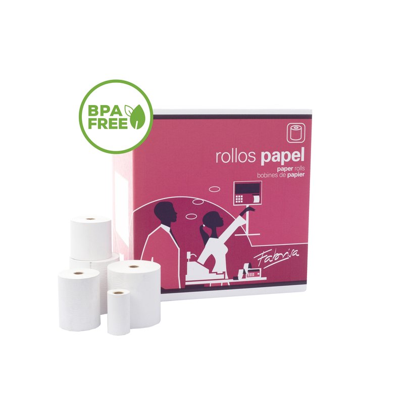 Fabrisa Rollo de papel termico - Sin BPA - 57 x   48 mm - 55 g - Caja 10 rollos