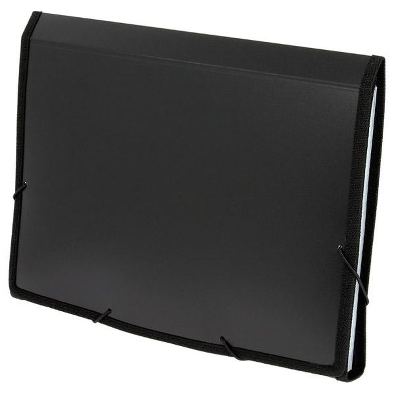 GRAFOPLAS Clasificador fuelle semi-rigido con departamentos interiores folio negro