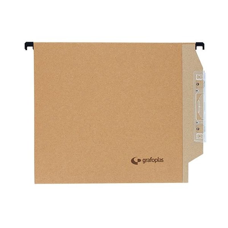 GRAFOPLAS Paq.50 carpetas colgantes visor lateral lomo V A4 kraft GRAFOPLAS Paq.50 carpetas colgantes visor lateral lomo V A4 kraft