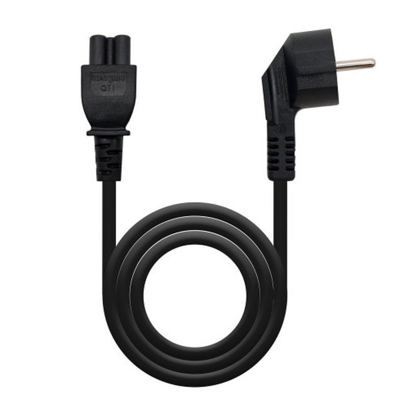 Nanocable Cable de Alimentación Trébol, CEE7 acodado/M-C5/H, Negro, 2 m
