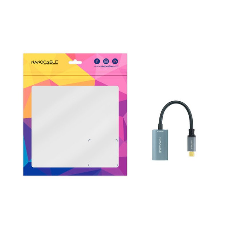 Nanocable Conversor USB-C a DisplayPort 8K Aluminio, 15 cm, Gris - Imagen 6