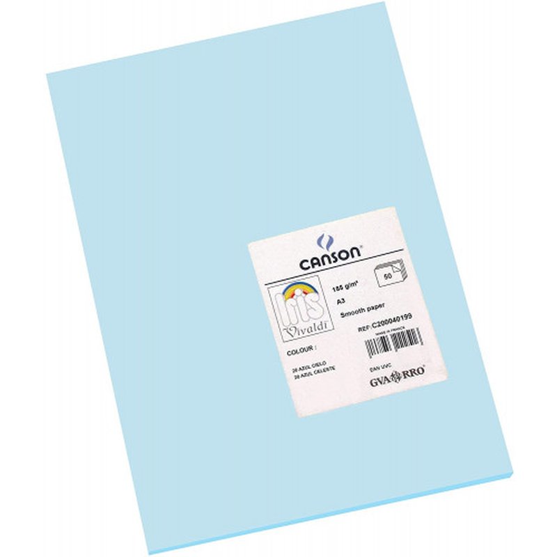 PACK 50 HOJAS CARTULINA IRIS A3 185G AZUL CIELO CANSON C200040199 PACK 50 HOJAS CARTULINA IRIS A3 185G AZUL CIELO CANSON C200040199