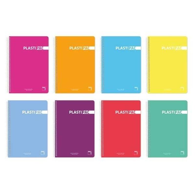 PACSA Cuaderno Plastipac tapa polipropileno 80h 90g pauta 2,5 folio colores surtidos