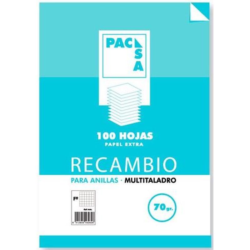 PACSA Recambio multitaladro 100h 70g cuadricula 4x4 folio PACSA Recambio multitaladro 100h 70g cuadricula 4x4 folio